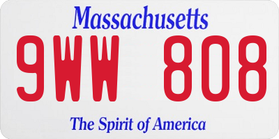 MA license plate 9WW808