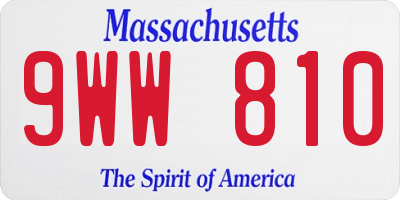MA license plate 9WW810