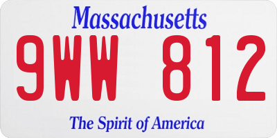 MA license plate 9WW812