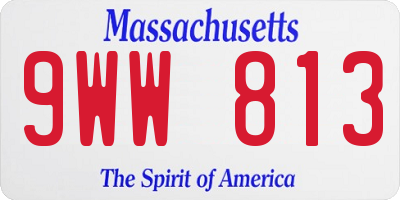 MA license plate 9WW813