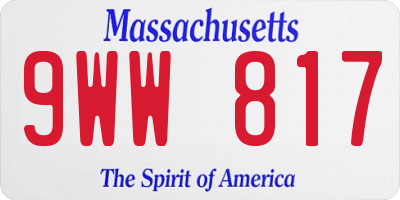 MA license plate 9WW817
