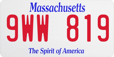 MA license plate 9WW819