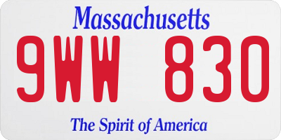 MA license plate 9WW830