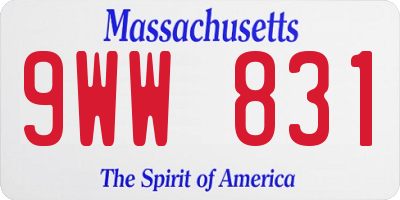 MA license plate 9WW831