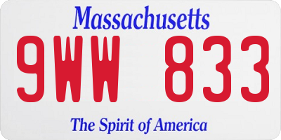 MA license plate 9WW833