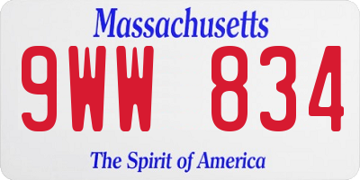 MA license plate 9WW834