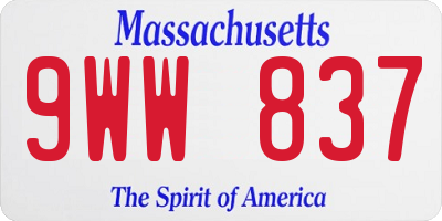 MA license plate 9WW837