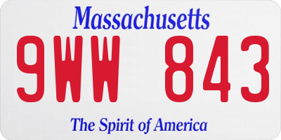 MA license plate 9WW843