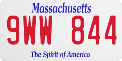 MA license plate 9WW844