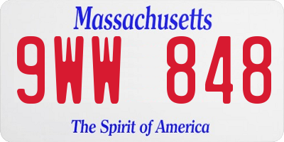 MA license plate 9WW848