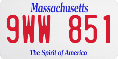 MA license plate 9WW851