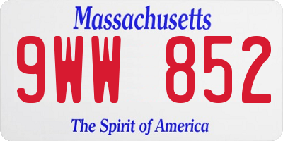 MA license plate 9WW852