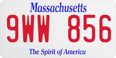 MA license plate 9WW856