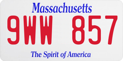 MA license plate 9WW857