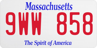 MA license plate 9WW858