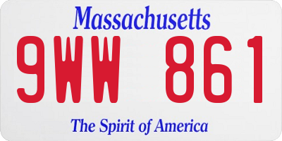 MA license plate 9WW861