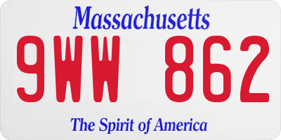 MA license plate 9WW862