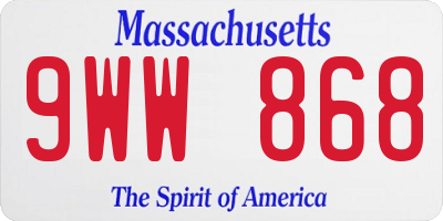 MA license plate 9WW868
