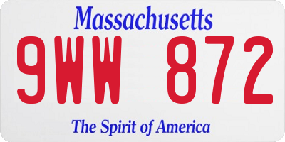 MA license plate 9WW872