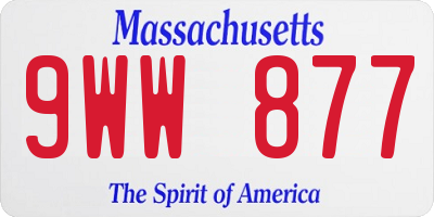 MA license plate 9WW877