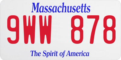 MA license plate 9WW878