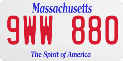 MA license plate 9WW880