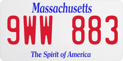 MA license plate 9WW883