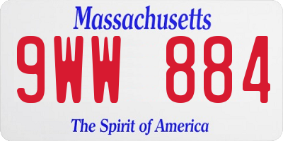 MA license plate 9WW884