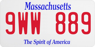 MA license plate 9WW889