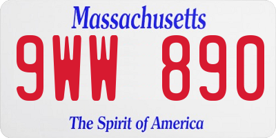MA license plate 9WW890