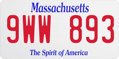 MA license plate 9WW893