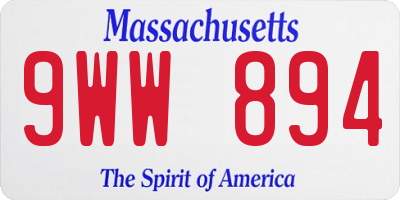 MA license plate 9WW894