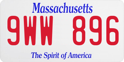 MA license plate 9WW896