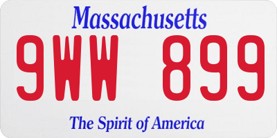 MA license plate 9WW899