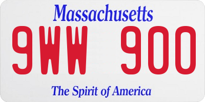 MA license plate 9WW900