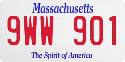 MA license plate 9WW901