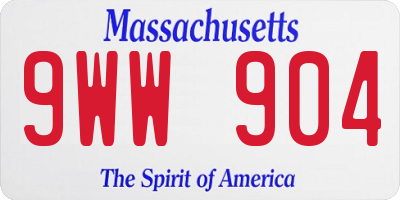 MA license plate 9WW904