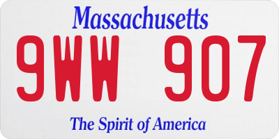 MA license plate 9WW907