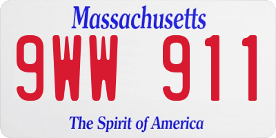 MA license plate 9WW911