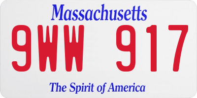 MA license plate 9WW917