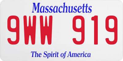 MA license plate 9WW919