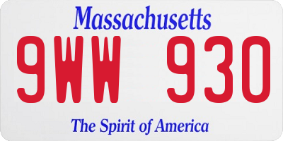 MA license plate 9WW930