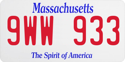 MA license plate 9WW933