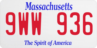 MA license plate 9WW936