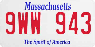 MA license plate 9WW943