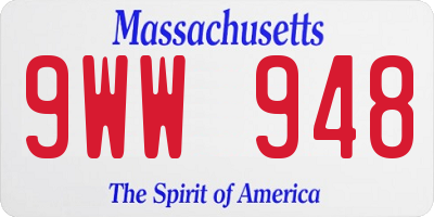 MA license plate 9WW948