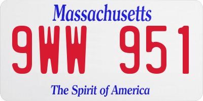 MA license plate 9WW951
