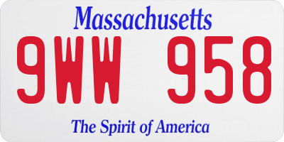 MA license plate 9WW958