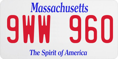 MA license plate 9WW960