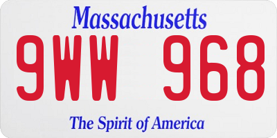MA license plate 9WW968
